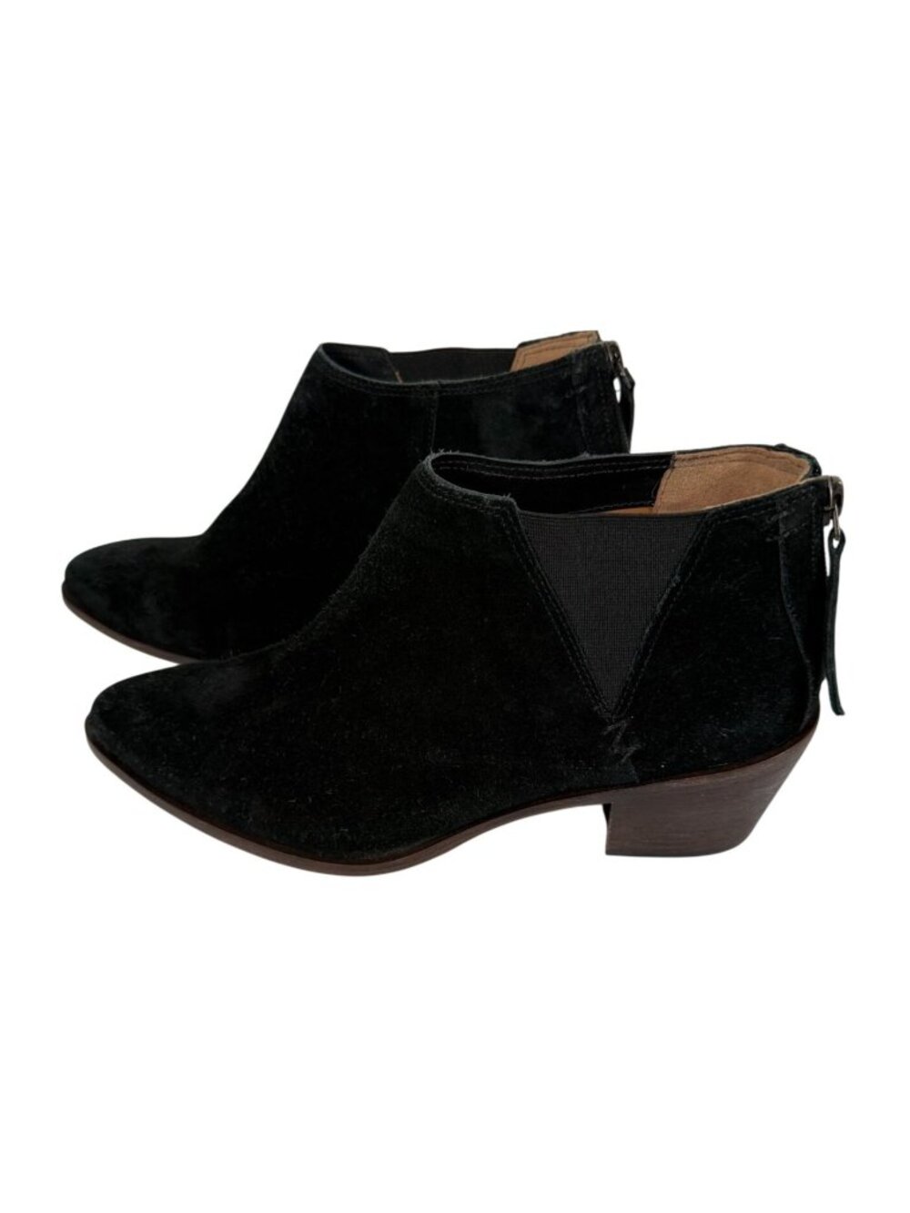 HS Trask Black Suede Ankle Boots Booties Womens Size 8M Brazil Cowgirl Chelsea